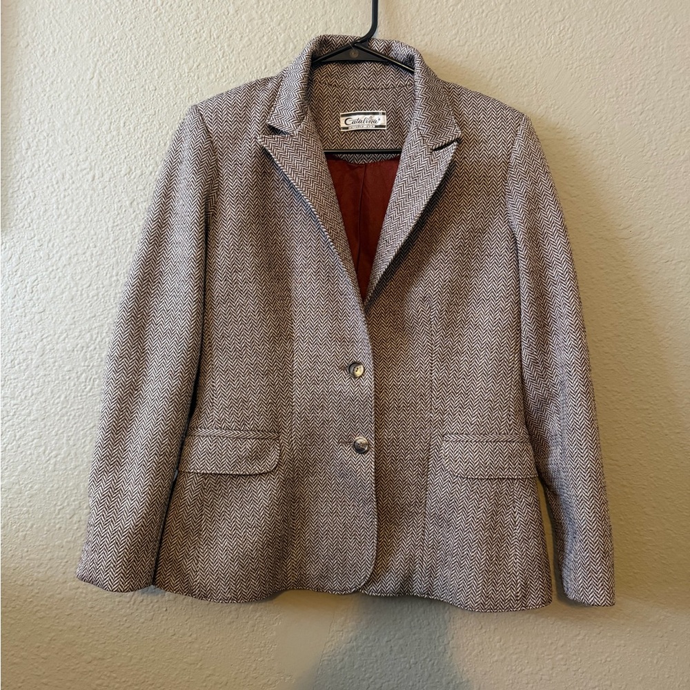 Women's Gray Herringbone Blazer